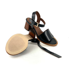 Charger l'image dans la galerie, Sandale Talon Trotteur en Cuir Noir