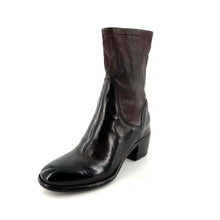 Load image into Gallery viewer, Boots Talon Trotteur en Cuir Ébano Tige Haute en Cuir Stretch