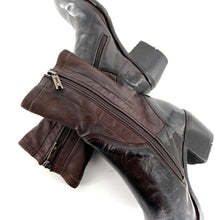 Load image into Gallery viewer, Boots Talon Trotteur en Cuir Ébano Tige Haute en Cuir Stretch