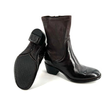 Load image into Gallery viewer, Boots Talon Trotteur en Cuir Ébano Tige Haute en Cuir Stretch