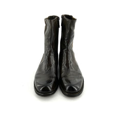 Load image into Gallery viewer, Boots Zippé Intérieur Tige Haute en Cuir et Cuir Stretch Loden