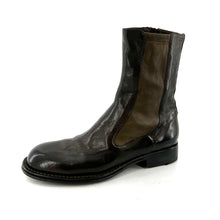 Load image into Gallery viewer, Boots Zippé Intérieur Tige Haute en Cuir et Cuir Stretch Loden