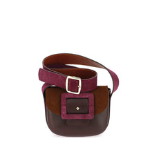 Charger l'image dans la galerie, Sac le JUNE BI MAT en cuir et Daim Bordeaux Choco Cardinal