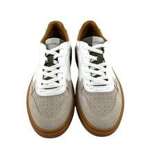 Load image into Gallery viewer, Basket en Cuir Blanc Kaki Jaune et Daim Craie