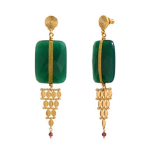 Load image into Gallery viewer, Boucle d'Oreille BABYLONE Agate Verte