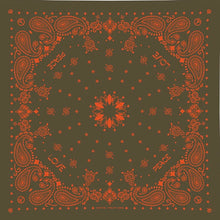 Charger l'image dans la galerie, Bandana de Soie Olive / Paprika
