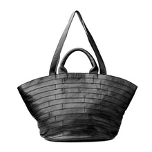 Load image into Gallery viewer, Sac Panier en Patchwork de Cuir Noir