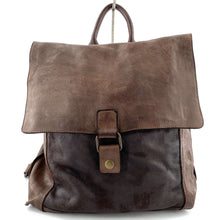 Charger l'image dans la galerie, Sac à Dos en Cuir Bi-Matière Marron Foncé
