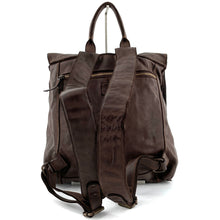 Charger l'image dans la galerie, Sac à Dos en Cuir Bi-Matière Marron Foncé
