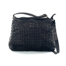 Charger l'image dans la galerie, Sac Bandoulière en Cuir Tressé Noir