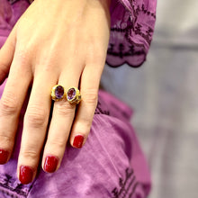 Load image into Gallery viewer, Bague-Jonc NILAYA Améthystes Péridots