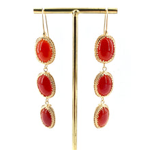 Load image into Gallery viewer, Longues Boucles d'Oreilles en Cornaline