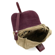 Charger l'image dans la galerie, Sac Bandoulière POLO en Toile Militaire et Cuir Bordeaux