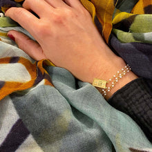 Charger l'image dans la galerie, Collier/Bracelet Trois Tours Médaille Lotus/Perles Blanches