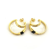 Load image into Gallery viewer, Créoles DONA en Onyx Texturé Noir