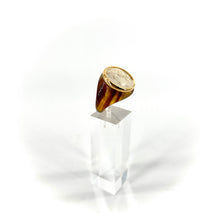 Load image into Gallery viewer, Bague Ronde en Plexiglas Tortoise et Résine Champagne Motif Statue Grecque