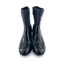 Charger l'image dans la galerie, Boots Talon Trotteur en Cuir et Cuir Stretch Noir