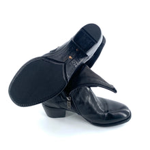 Charger l'image dans la galerie, Boots Talon Trotteur en Cuir et Cuir Stretch Noir