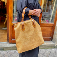 Charger l'image dans la galerie, Sac MICHELLE en Paille Enduite et Cuir Sweet Tea