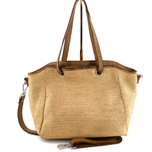 Charger l'image dans la galerie, Sac EVELYNE en Paille Enduite et Cuir Lavé Camel