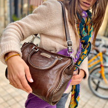 Charger l'image dans la galerie, Sac ALGHERO en Cuir et Cuir Perforé Oak Brown