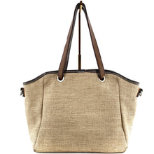 Charger l'image dans la galerie, Sac EVELYNE en Paille Enduite et Cuir Lavé Gris et Camel