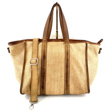 Charger l'image dans la galerie, SAC HOTEL en Paille Enduite et Cuir Lavé Camel