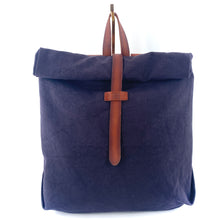 Charger l'image dans la galerie, Sac à Dos en Toile Marine et Cuir Camel