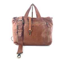 Charger l'image dans la galerie, Cartable Petit Format en Cuir Lavé Camel