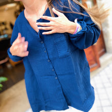 Load image into Gallery viewer, Chemise Oversize ANASTASIA en Double Gaze de Coton Nuit