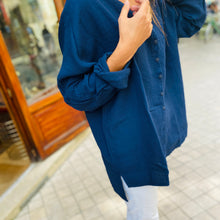 Load image into Gallery viewer, Chemise Oversize ANASTASIA en Double Gaze de Coton Nuit