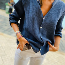 Charger l'image dans la galerie, Chemise Marine en Double Gaze de Coton