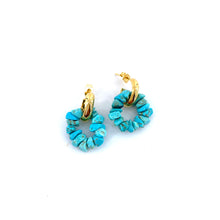 Load image into Gallery viewer, Boucles d'Oreilles YVETTE en Plaqué Or et Turquoise