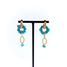 Load image into Gallery viewer, Boucles d'Oreilles YVETTE GM en Plaqué Or et Turquoise