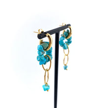 Load image into Gallery viewer, Boucles d'Oreilles YVETTE GM en Plaqué Or et Turquoise