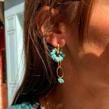 Load image into Gallery viewer, Boucles d'Oreilles YVETTE GM en Plaqué Or et Turquoise