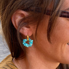 Load image into Gallery viewer, Boucles d'Oreilles YVETTE en Plaqué Or et Turquoise