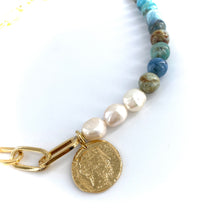 Load image into Gallery viewer, Collier XANADU Maxi en Plaqué Or, Opale et Perles de Rivière