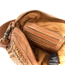 Charger l'image dans la galerie, Petit Sac en Cuir Ocre et Clous Plats Bicolores