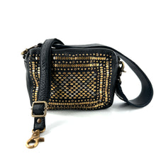 Charger l'image dans la galerie, Petit Sac en Cuir Noir et Clous Plats Bicolores