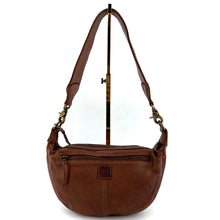 Charger l'image dans la galerie, Sac Banane en Cuir Camel et Clous Plats Bicolores