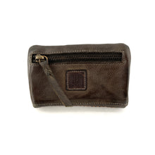 Charger l'image dans la galerie, Portefeuille en Cuir Kaki Clous Plats Bicolores
