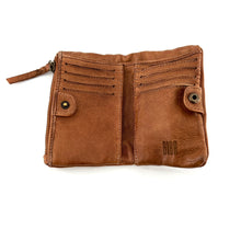 Charger l'image dans la galerie, Portefeuille en Cuir Ocre et Clous Plats Bicolores