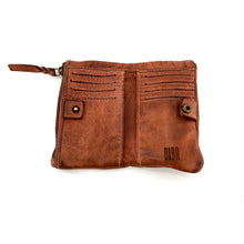 Charger l'image dans la galerie, Portefeuille en Cuir Camel et Clous Plats Bicolores