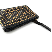 Charger l'image dans la galerie, Portefeuille en Cuir Noir et Clous Plats Bicolores