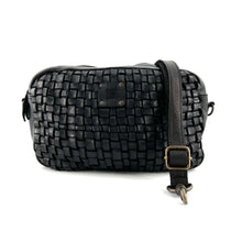 Charger l'image dans la galerie, Sac Bandoulière en Cuir Tressé Noir
