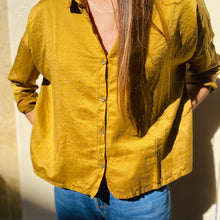 Load image into Gallery viewer, Blouse DOLCE en Soie et Coton Couleur Cognac