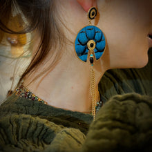 Load image into Gallery viewer, Boucles d'Oreilles Plumes Turquoise FUJITA GM