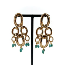 Load image into Gallery viewer, Boucles d'Oreilles DIANE XL en Plaqué Or et Turquoises