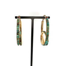 Load image into Gallery viewer, Créoles NINON XL en Plaqué Or et Turquoises